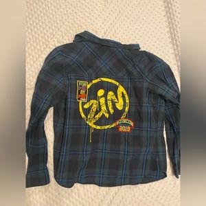 Zumba Button-Down Plaid Shirt Small